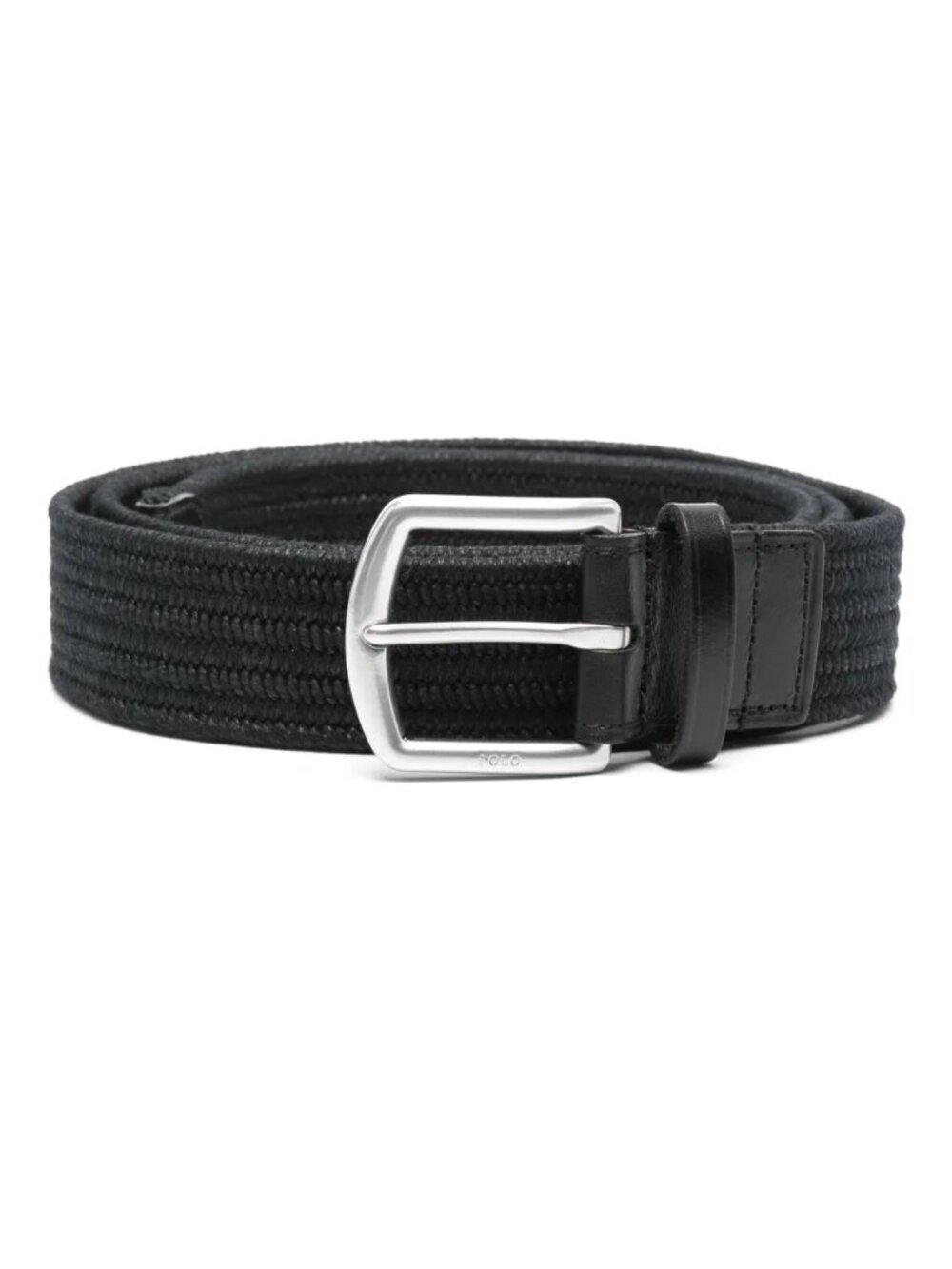 NWT Polo Ralph Lauren Leather-Trim Braided Belt Black Size Medium